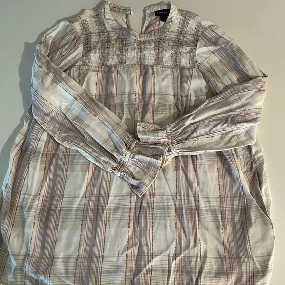 Lane Bryant Pink Plaid Blouse Size 16 elastic wrist - Picture 5 of 7